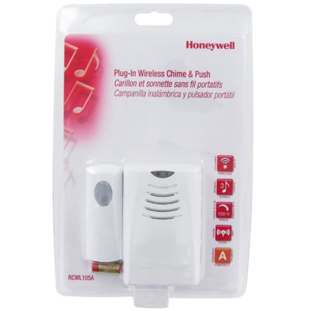 Honeywell Plug-In Wireless Door Chime and Bell Push Button with Flashing Light