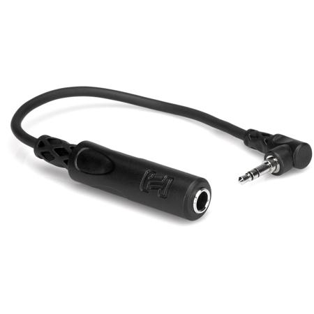 Hosa Technology Headphone Adapter, 1/4" TRS to Right-angle 3.5mm, 6"
