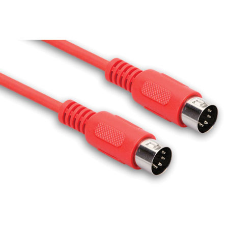 Hosa 5-pin DIN to Same MIDI Cable, 5', Red