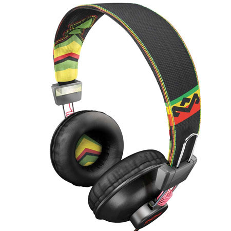 House of Marley Positive Vibration On-Ear Headphone with 3-Button Mic, Rasta