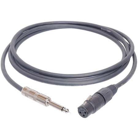 Hosa 3' Black Neutrik XLR Female to 1/4" Male Phone, 24 AWG Hi-Z Microphone Cabl