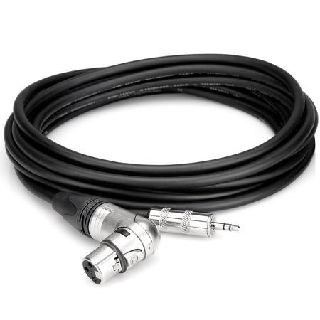 Hosa Technology Camcorder Microphone Cable, Neutrik RA XLR3F to 3.5mm TRS, 25'