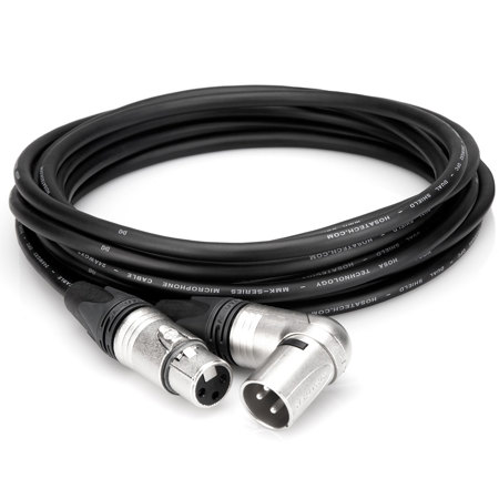 Hosa Technology 1.5' Neutrik XLR3F to Right-angle XLR3M 2x 24 AWG Camcorder Microphone Cable