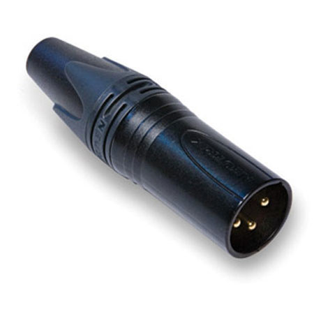 Hosa Neutrik 3 Pole Male Cable Connector, Black-Chrome Housing, Gold Contacts