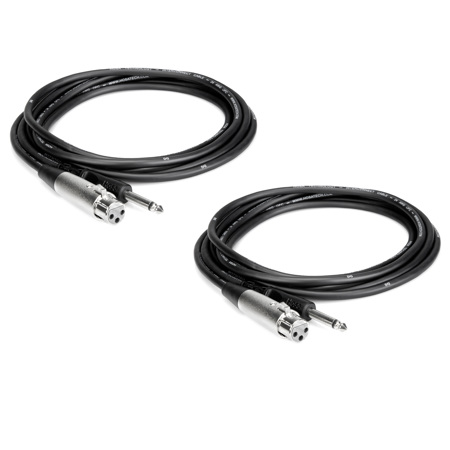 Hosa Technology 2x Unbalanced 3-Pin XLR Female to Mono 1/4" Male Audio Cable 2'