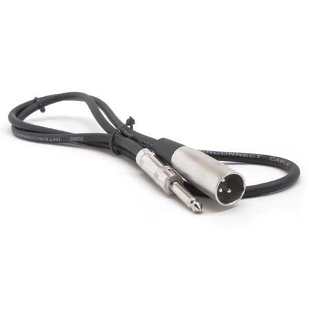 Hosa 2' Unbalanced 3-Pin XLR Male to Mono 1/4" (metal) Male Audio Cable #PXM302