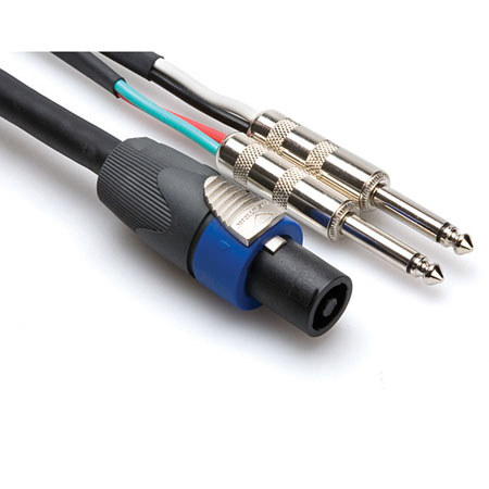 Hosa 75' Neutrik speakON to 2 x 1/4" TS Male Premium Speaker Cable, 14 Gauge