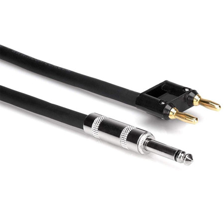 Hosa 100' 1/4" Phone Male to Dual Banana Speaker Cable, 14 AWG, w/2 Conductors