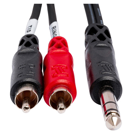 Hosa Technology Hosa 3.3ft (1m) Stereo 1/4in Male to 2 RCA Male Y-Cable