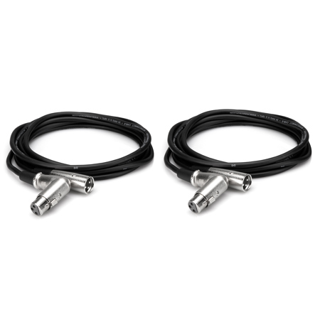 Hosa Technology 1.5' 3 Pin XLR Straight Male to Right Angle XLR Female Balanced Audio Interconnect Cable, 2-Pack