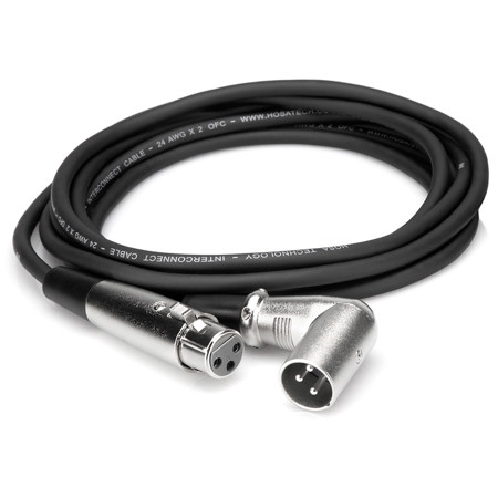 Hosa Balanced Interconnect XLR3F to Right-Angle XLR3M Cable, 25'/7.62m