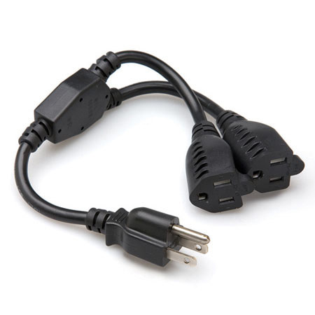 Hosa YAC-407 1.5' Dual NEMA 5-15R to NEMA 5-15P Power Extension Y Cable