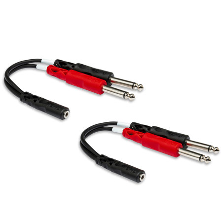 Hosa Technology 6" Stereo 3.5mm Female to Two 1/4" Male Y-Cable, 2-Pack