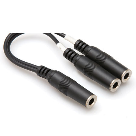 Hosa 6" 1/4" TRS Female to Dual 1/4" Mono TS Female Stereo Breakout Y-Cable