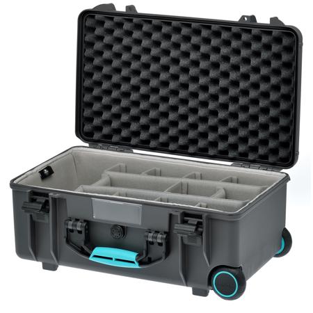 HPRC 2550WSS Wheeled Resin Hard Case with Second Skin, Gray with Blue Handle