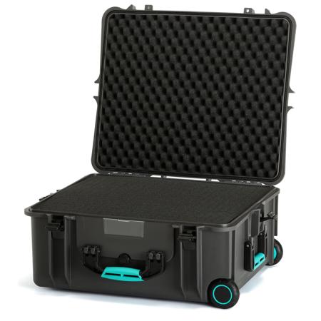 HPRC 2700WCUB Wheeled Resin Hard Case with Cubed Foam, Gray with Blue Handle