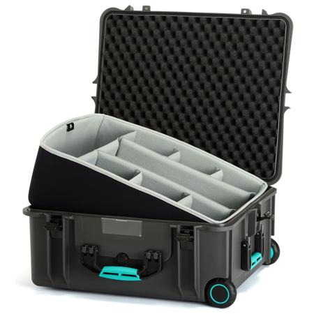 HPRC 2700WSS Wheeled Resin Hard Case with Second Skin, Gray with Blue Handle