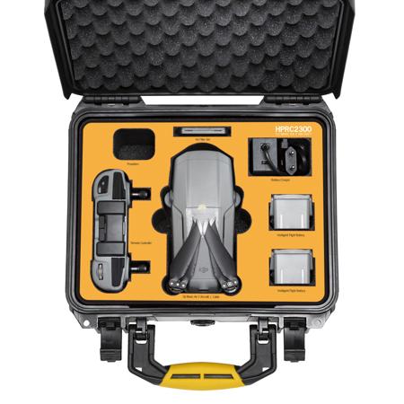 HPRC 2300 Resin Hard Case with Foam for DJI Mavic Air 2, Black w/Yellow Handle