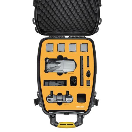 HPRC 3500 Resin Hard Case with Foam for DJI Mavic Air 2, Black w/Yellow Handle