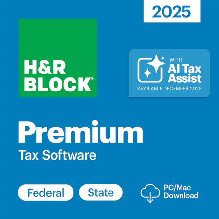 H&R Block Premium Tax Software 2025 for Windows/Mac, Download