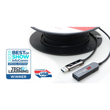 Hall Research 50' USB 3.0/3.1 Gen 1 Javelin Active Optical Plenum Cable