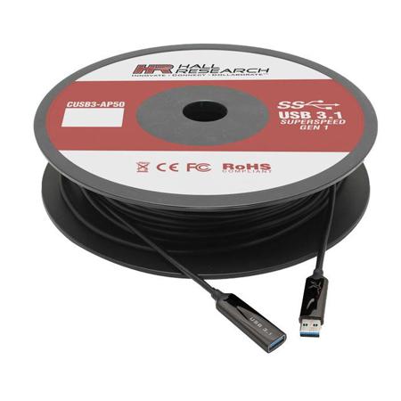 Hall Research CUSB3-AP USB 3.0/3.1 Gen1 Javelin Active Optical Plenum Cable, 50'