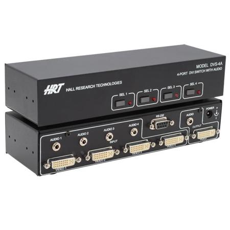 Hall Research DVS-4A 4x1 DVI Switch with Audio, Serial Control and Long Cable Equalization