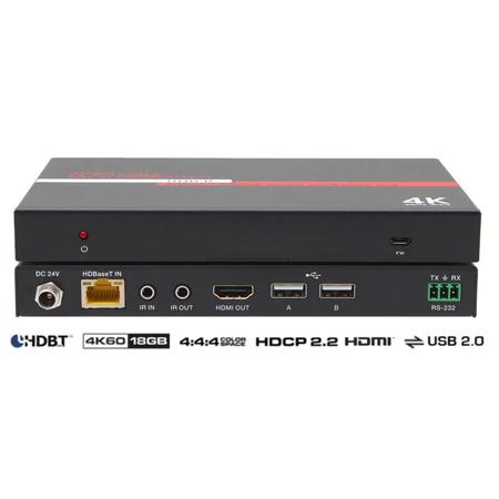 Hall Research EX-4KU 4K HDMI USB 2.0 Single Gang Wall-Plate Extender w/Receiver