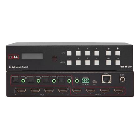 Hall Research 4K HDMI 4x4 Matrix Video Switcher, Black