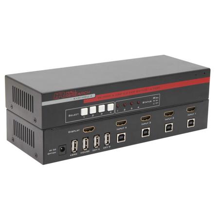Hall Research KVM-HDU-4 4-Port HDMI KVM Switch with USB 2.0 Hub & 4K (UHD) Video Resolution Support