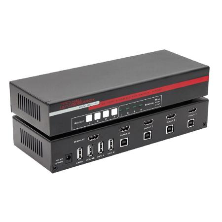 Hall Research 4-Port HDMI KVM Switch with USB 2.0 and 4K Video Support without Accessories