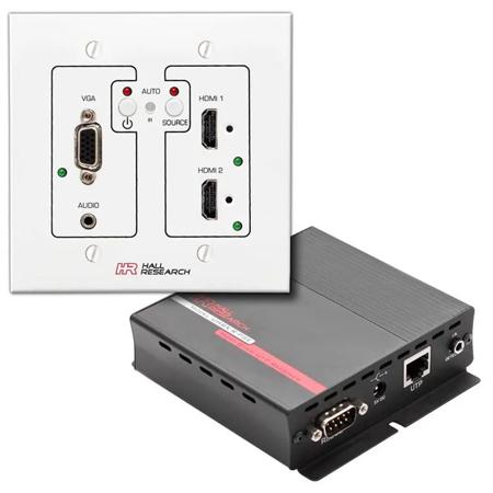 Hall Research UHBX-SW3 VGA, HDMI, MHL Auto-Switching Wall-Plate Sender with HDBaseT Receiver