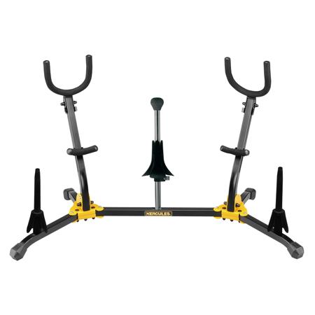 Hercules Stands DS538B 2x Alto/Tenor and Soprano Saxophone Stand with 2x Clarinet/Flute Pegs