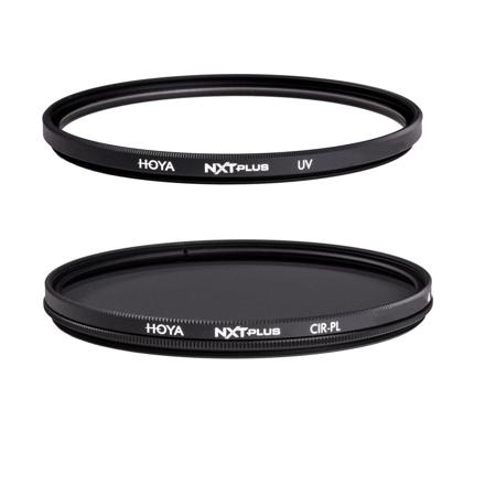Hoya NXT Plus 55mm 10-Layer HMC Multi-Coated UV Lens Filter, Low-Profile Aluminum Frame - With Hoya NXT Plus 55mm 10-Layer HMC Multi-Coated Circular Polarizer Lens Filter