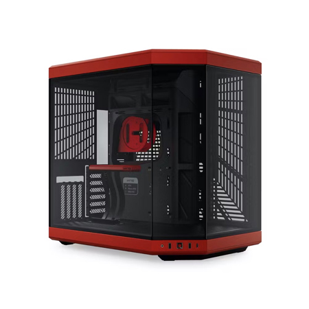 HYTE Y70 Dual Chamber Modern Aesthetic Panoramic Tempered Glass EATX Mid-Tower Computer Case, Red