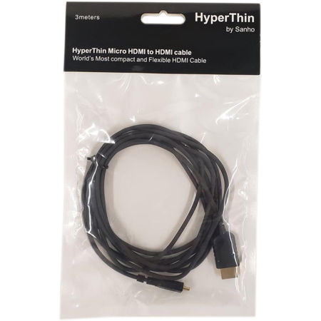 Hyper HyperThin Compact and Flexible Micro HDMI to HDMI Cable, 3m, Black
