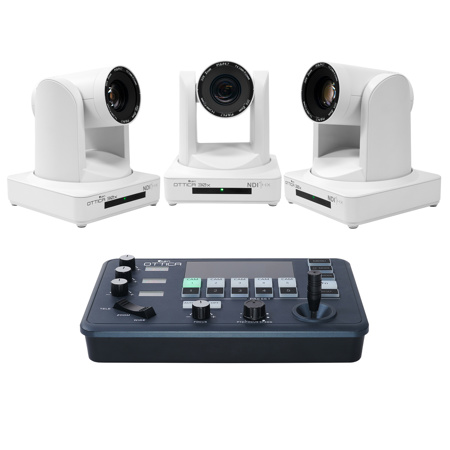 Ikan OTTICA Bundle w/3x FHD NDI|HX 30x PTZ Video Camera & IP Controller V2,White