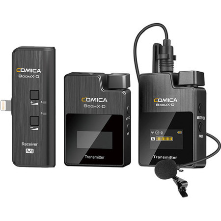 Comica BoomX-D Compact 2.4GHz Wireless Microphone System with Lightning Interface for iOS Devices with 2x Transmitter and 1x MI Receiver