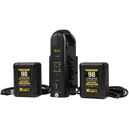 Ikan Dual Charger and 2x 98Wh Battery Kit, Gold-Mount