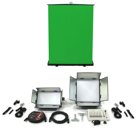 Ikan Drop Ceiling Mount Chroma Key Light Kit with LBX10 Lyra 1x1 Bi-Color Studio Light and Lyra LBX5 Halfx1 Bi-Color Studio Light