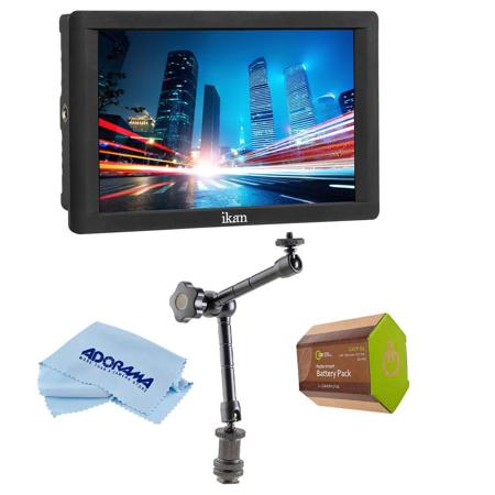 Ikan DH7 7" Full HD HDMI LED Monitor W/7.5" Articulating Arm, Spare Batt./ Cloth