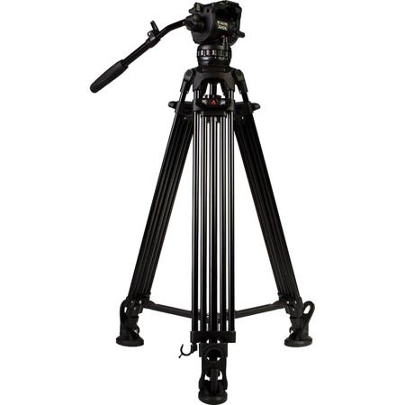 Ikan E-Image GA752T 3-Section Al Tripod w/GH06 Video Head & Mid Spreader, Black