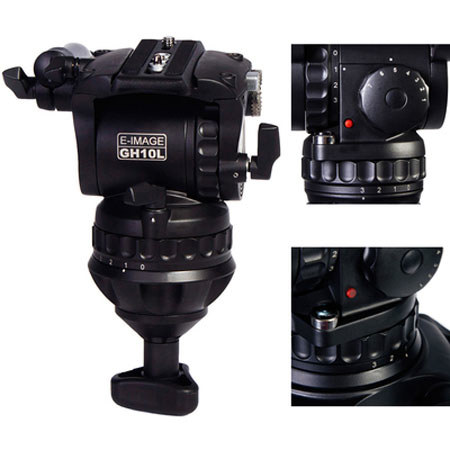 Ikan E-Image GC102 3-Section CF Tripod w/GH10L Video Head,Ground Spreader, Black