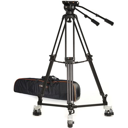 E-Image GA102 3-Section Aluminum Tripod with GH20 Fluid Head and EI-7004B Dolly