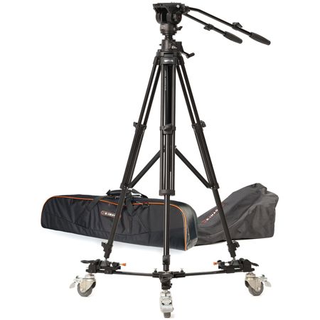 E-Image GA230 3-Section Aluminum Tripod with 780FH Fluid Head and EI-7003C Dolly