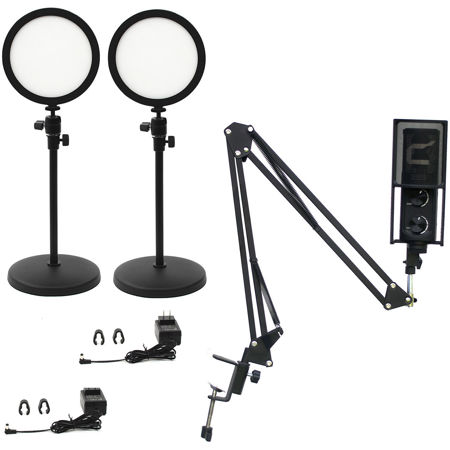 Ikan Homestream Video Kit #2 with 2x Desktop Lights and Podcast Microphone