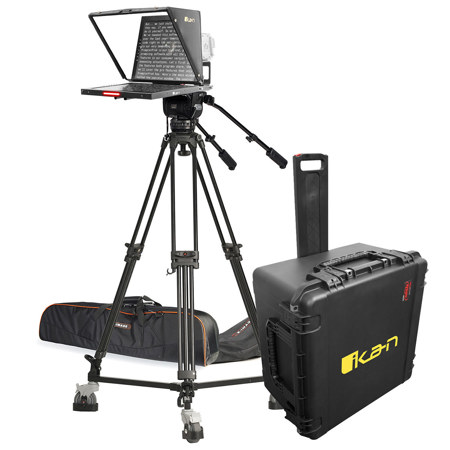 Ikan 19" SDI Widescreen Teleprompter with Talent Monitor, Tripod, Dolly Turnkey and Travel Case
