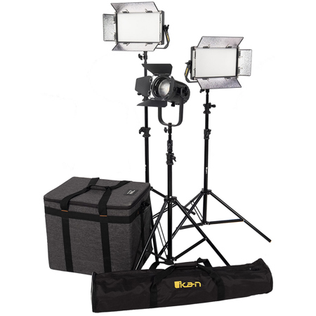 Ikan Bi-Color LED 3-Light Kit w/2x LB5 8x14" Panels and SFB150 Fresnel, V-Mount