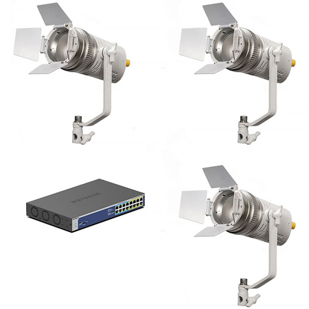 Ikan Lyra LBF60Z-POE 60W Bi-Color LED 3-Light Kit w/Ultra60 Switch, White