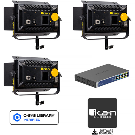 Ikan Lyra LBX5-POE 45W Halfx1 Bi-Color Studio LED 3-Light Panel Kit with Switch Black